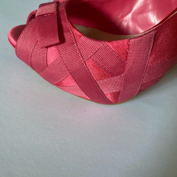 Zara Pink satin open toe pumps with bow, sz 40 NWT - Picture 7 of 10